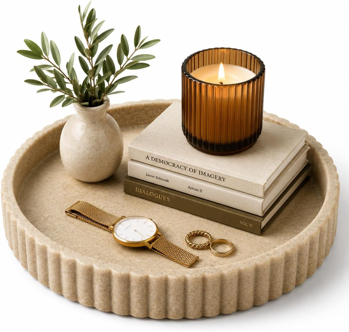 round Decorative Tray Coffee Table Tray - Resin Circle Tray Decor
