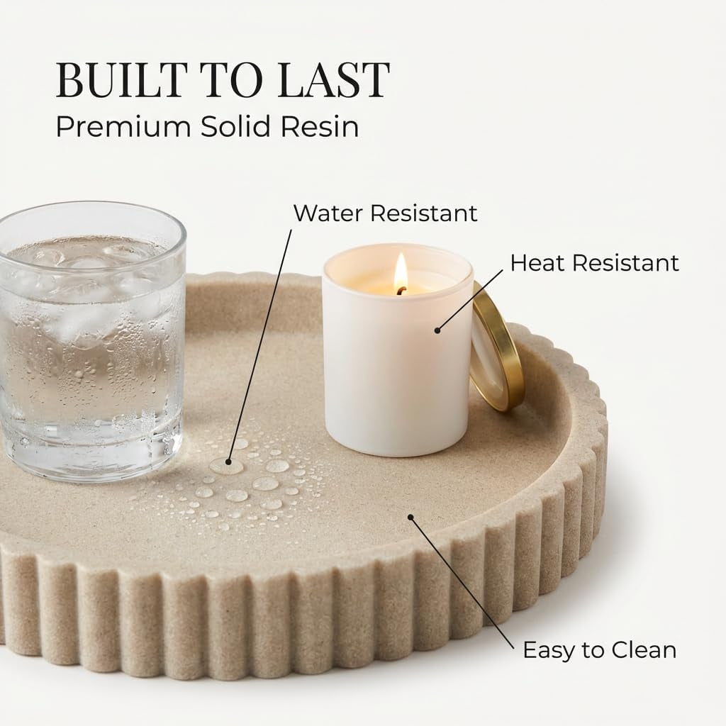 round Decorative Tray Coffee Table Tray - Resin Circle Tray Decor