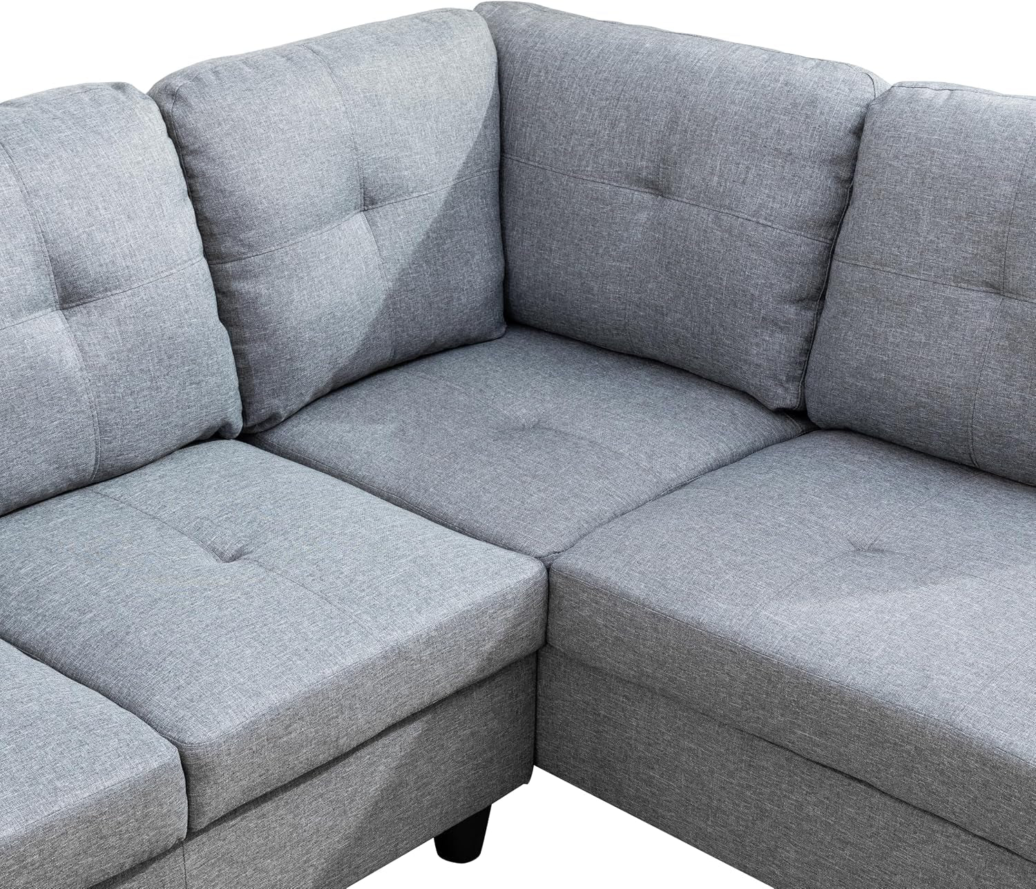 Sectional Couches for Living Room 2-Piece Modern Sectional Sofa with Left Chaise Classic L-Shape Sectional Couch Linen Upholstered Sofa Couches for Living Room, Office, Grey