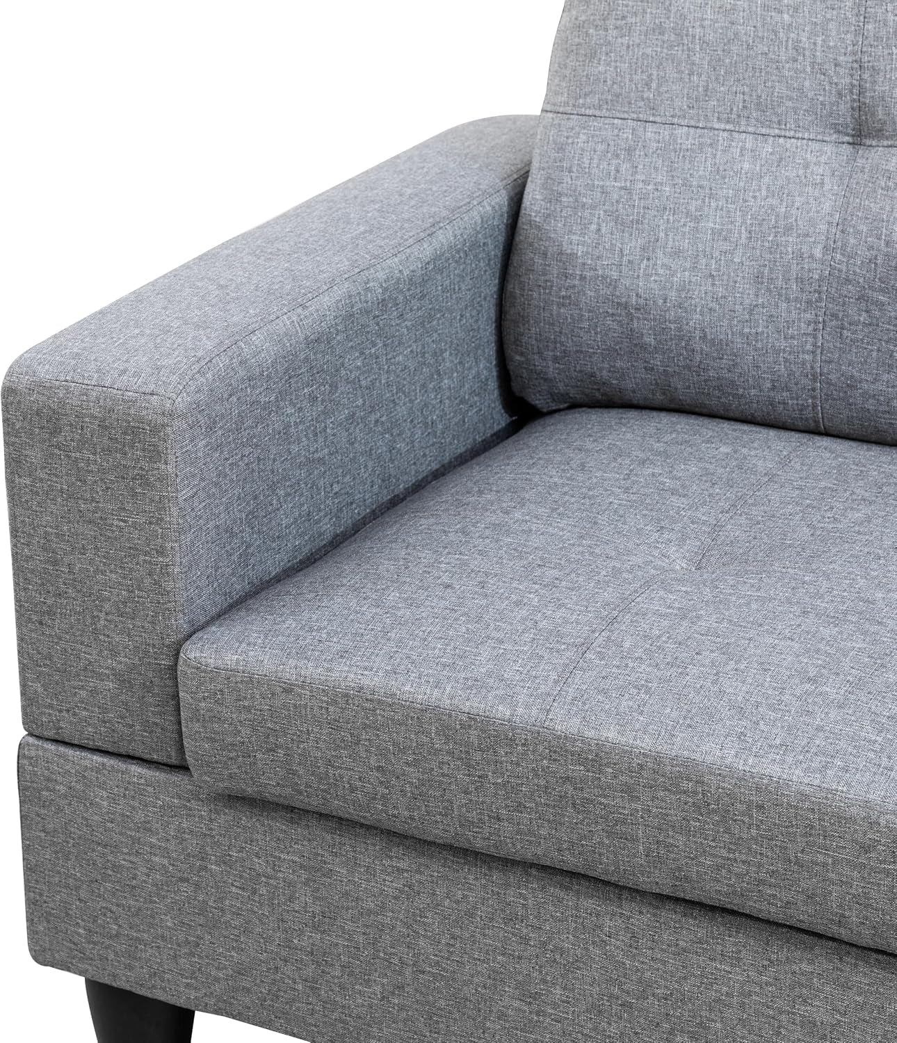 Sectional Couches for Living Room 2-Piece Modern Sectional Sofa with Left Chaise Classic L-Shape Sectional Couch Linen Upholstered Sofa Couches for Living Room, Office, Grey