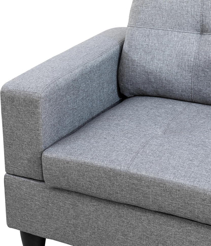 Sectional Couches for Living Room 2-Piece Modern Sectional Sofa with Left Chaise Classic L-Shape Sectional Couch Linen Upholstered Sofa Couches for Living Room, Office, Grey