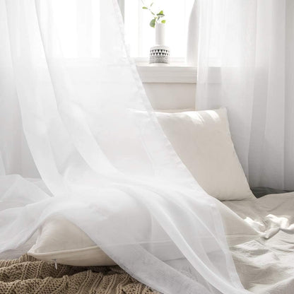 2 Panels Solid Color White Sheer Curtains Elegant Grommet Window Voile Panels/Drapes/Treatment for Bedroom Living Room (54X84 Inch)