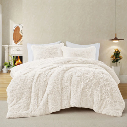 PEACE NEST Faux Fur 3-Piece Comforter Set - Soft, Plush, Hypoallergenic Comfy Bedding for Ultimate All-Season Comfort, Bedding Sets Collection, Comfy Bedding Set