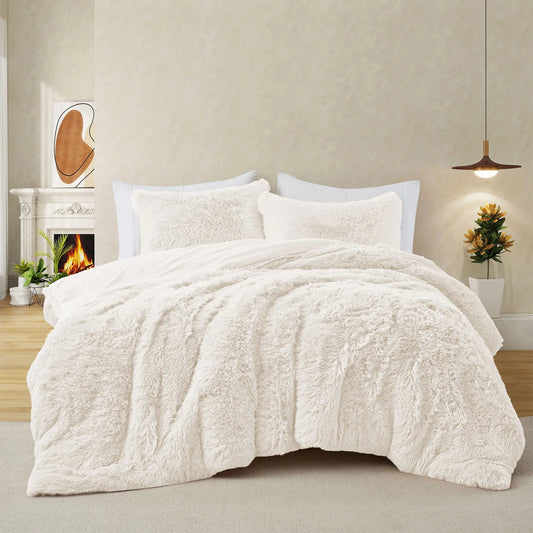 PEACE NEST Faux Fur 3-Piece Comforter Set - Soft, Plush, Hypoallergenic Comfy Bedding for Ultimate All-Season Comfort, Bedding Sets Collection, Comfy Bedding Set