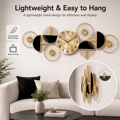 40" Modern Large Wall Clock Decorative Metal Art for Living Room