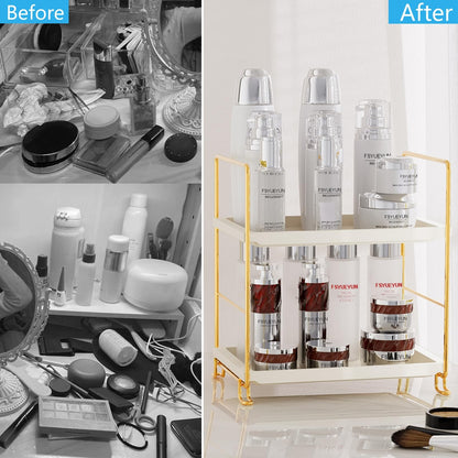 2-Tier Bathroom Counter Organizer, Tool-Less Vanity Organizer for Skincare, P...