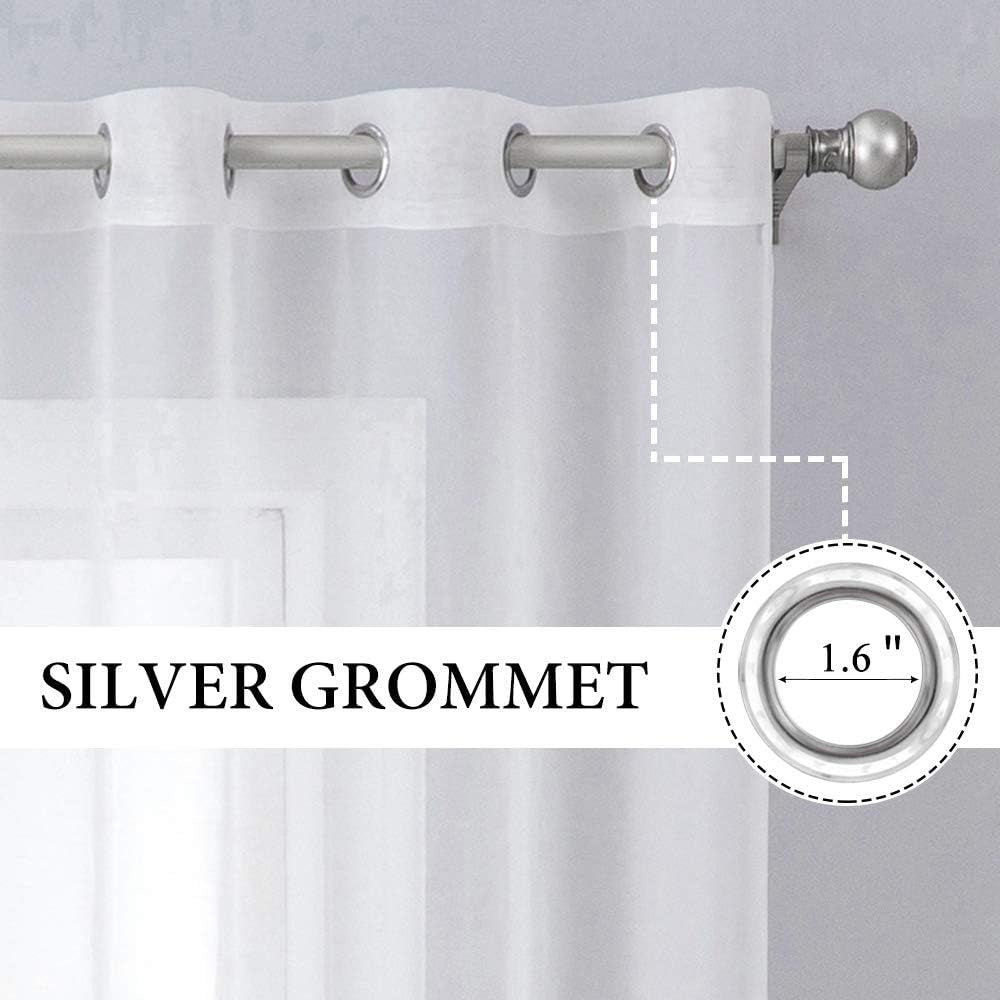 2 Panels Solid Color White Sheer Curtains Elegant Grommet Window Voile Panels/Drapes/Treatment for Bedroom Living Room (54X84 Inch)