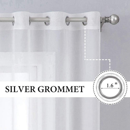 2 Panels Solid Color White Sheer Curtains Elegant Grommet Window Voile Panels/Drapes/Treatment for Bedroom Living Room (54X84 Inch)