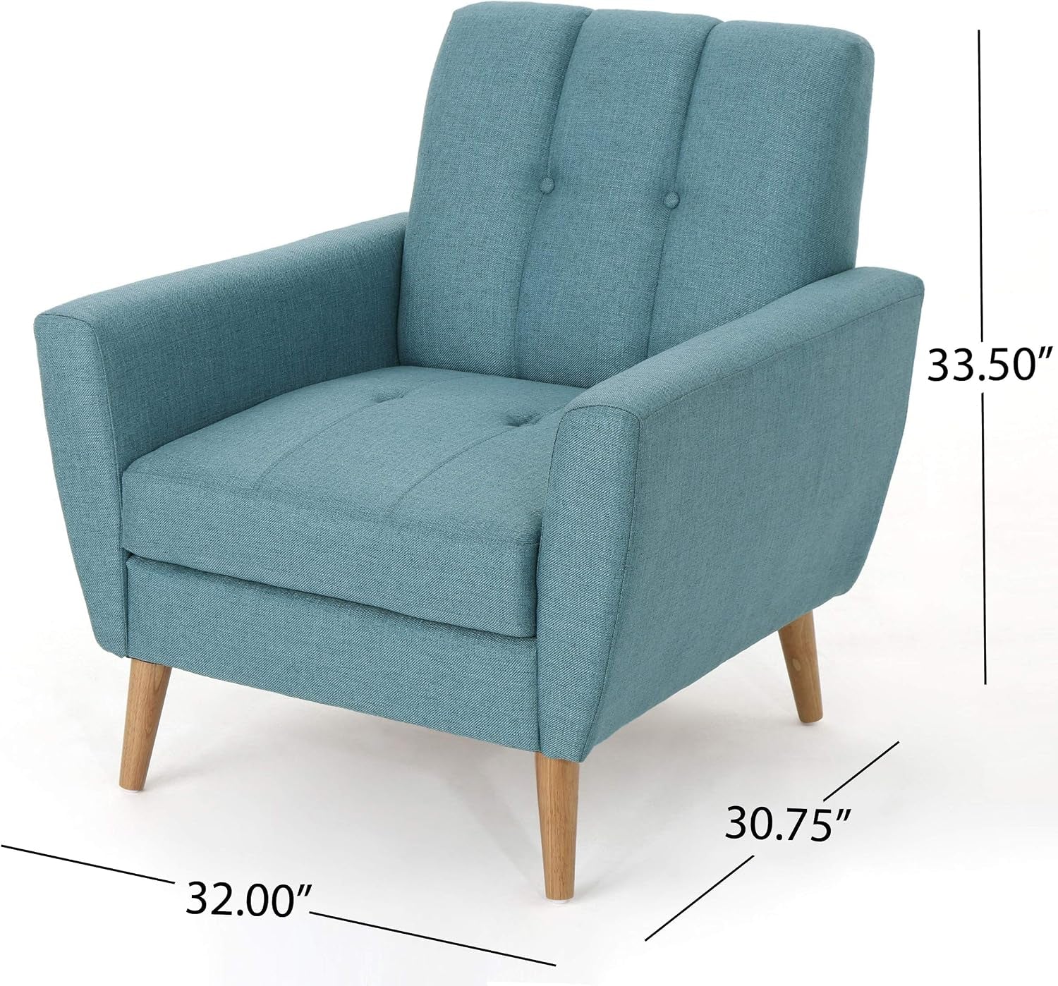 Treston Mid-Century Modern Fabric Club Chair, Blue / Natural