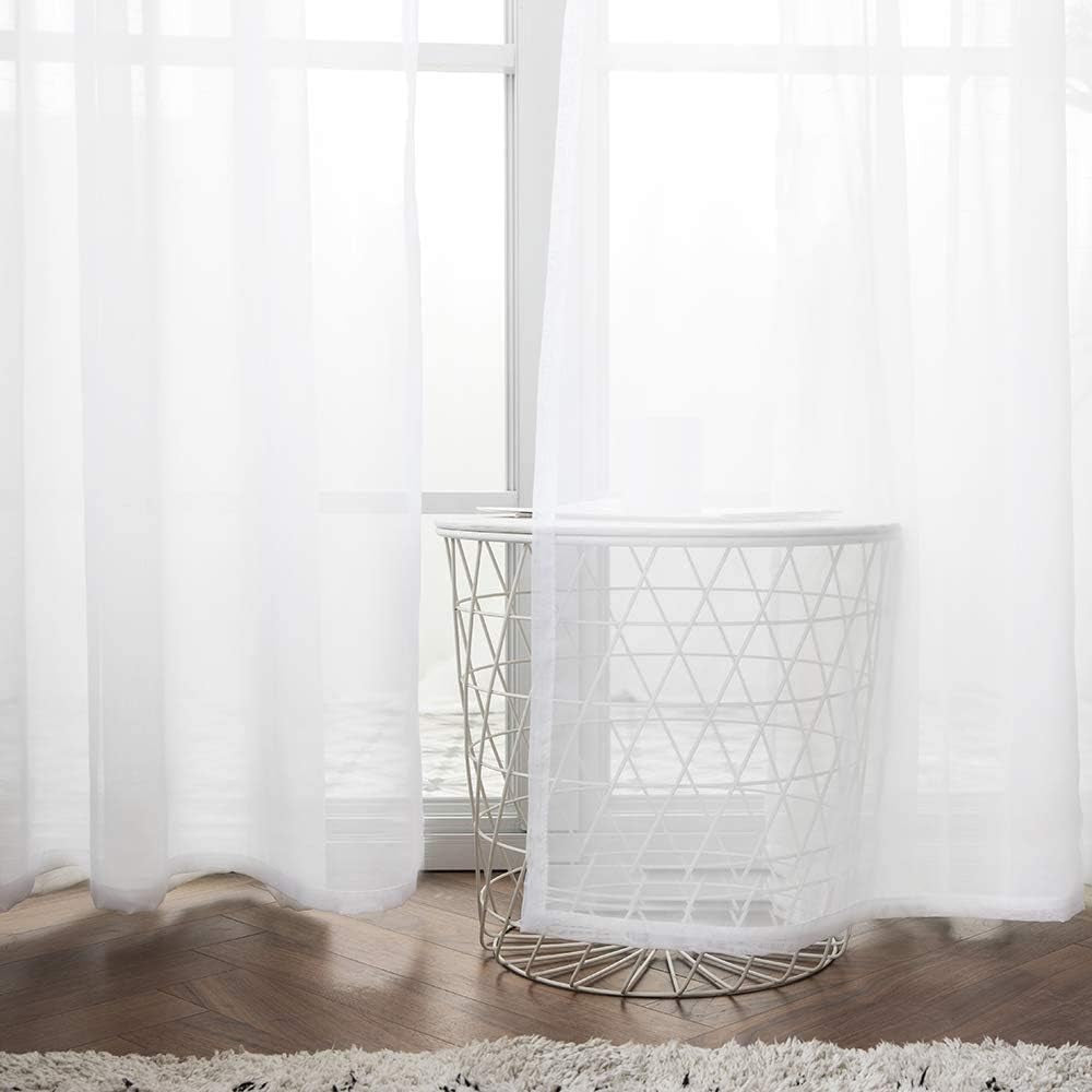 2 Panels Solid Color White Sheer Curtains Elegant Grommet Window Voile Panels/Drapes/Treatment for Bedroom Living Room (54X84 Inch)