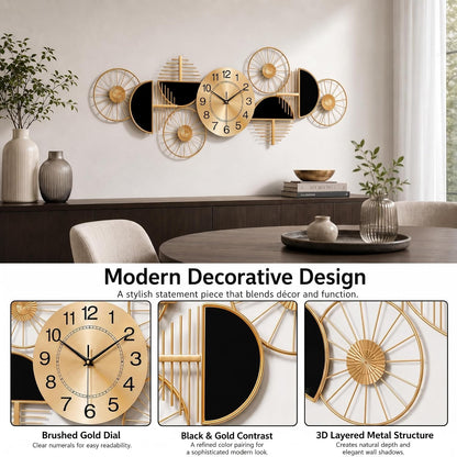 40" Modern Large Wall Clock Decorative Metal Art for Living Room
