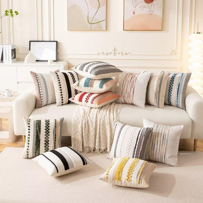 Boho Throw Pillow Covers Decorative Neutral Farmhouse Pillow Case