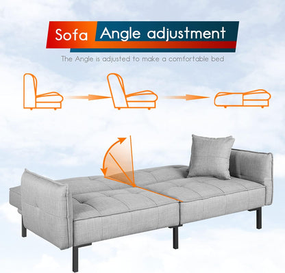 Futon Sofa Bed Couch Bed Sleeper Sofa Modern Folding Sofa Small Sofa Convertible Sofa for Living Room Apartment, Dorm, Bonus Room Furniture，Grey