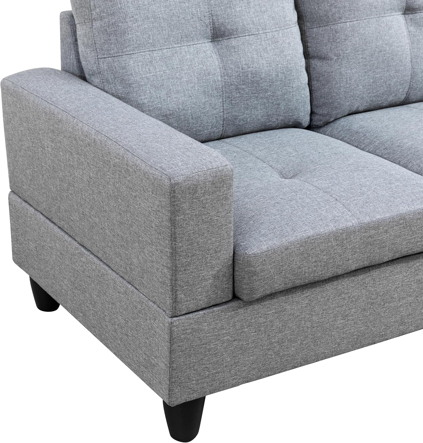 Sectional Couches for Living Room 2-Piece Modern Sectional Sofa with Left Chaise Classic L-Shape Sectional Couch Linen Upholstered Sofa Couches for Living Room, Office, Grey