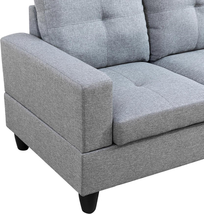 Sectional Couches for Living Room 2-Piece Modern Sectional Sofa with Left Chaise Classic L-Shape Sectional Couch Linen Upholstered Sofa Couches for Living Room, Office, Grey