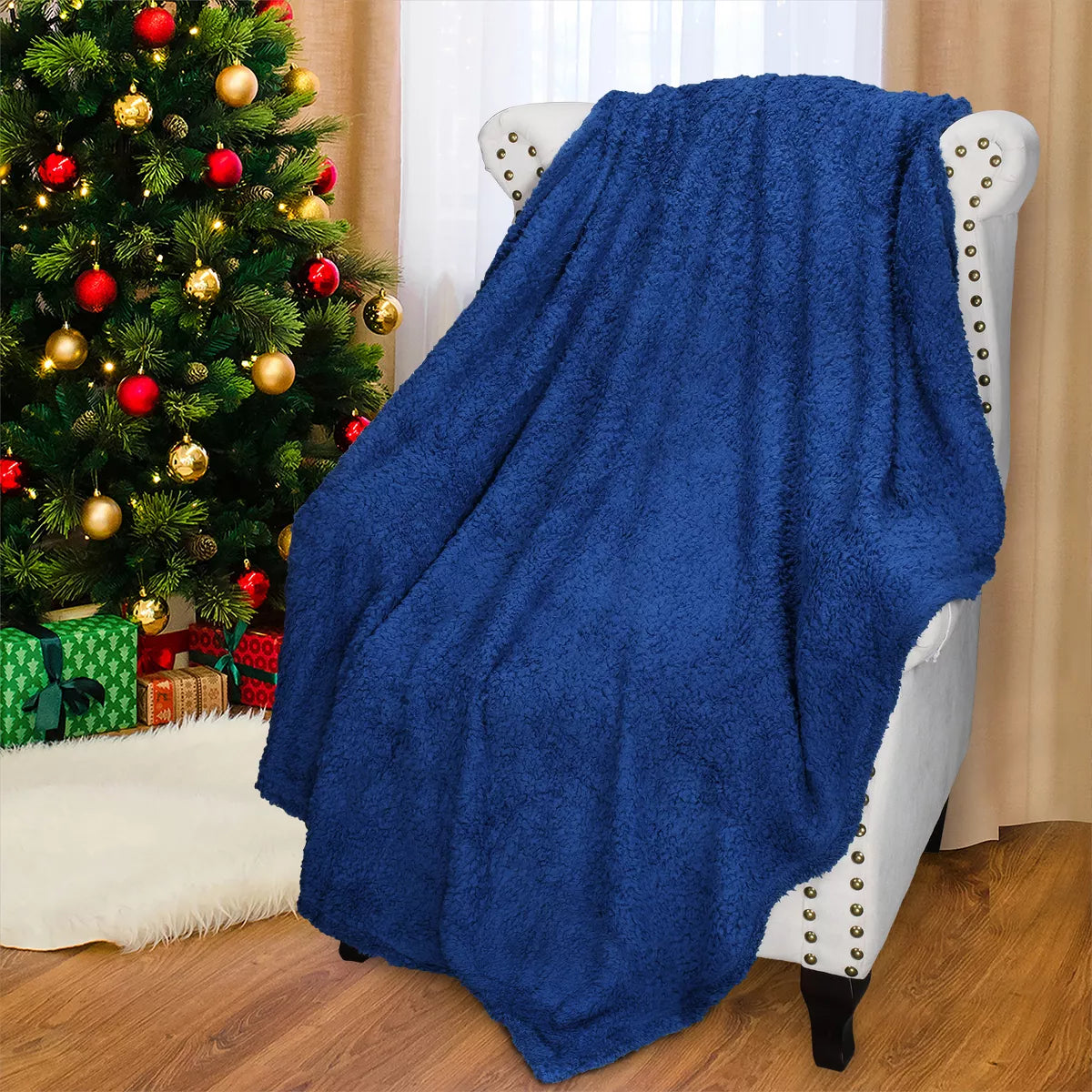 Catalonia Reversible Soft Throw Blanket, Cozy Fluffy Blanket Throw for Couch Sofa, 50X60 Inches