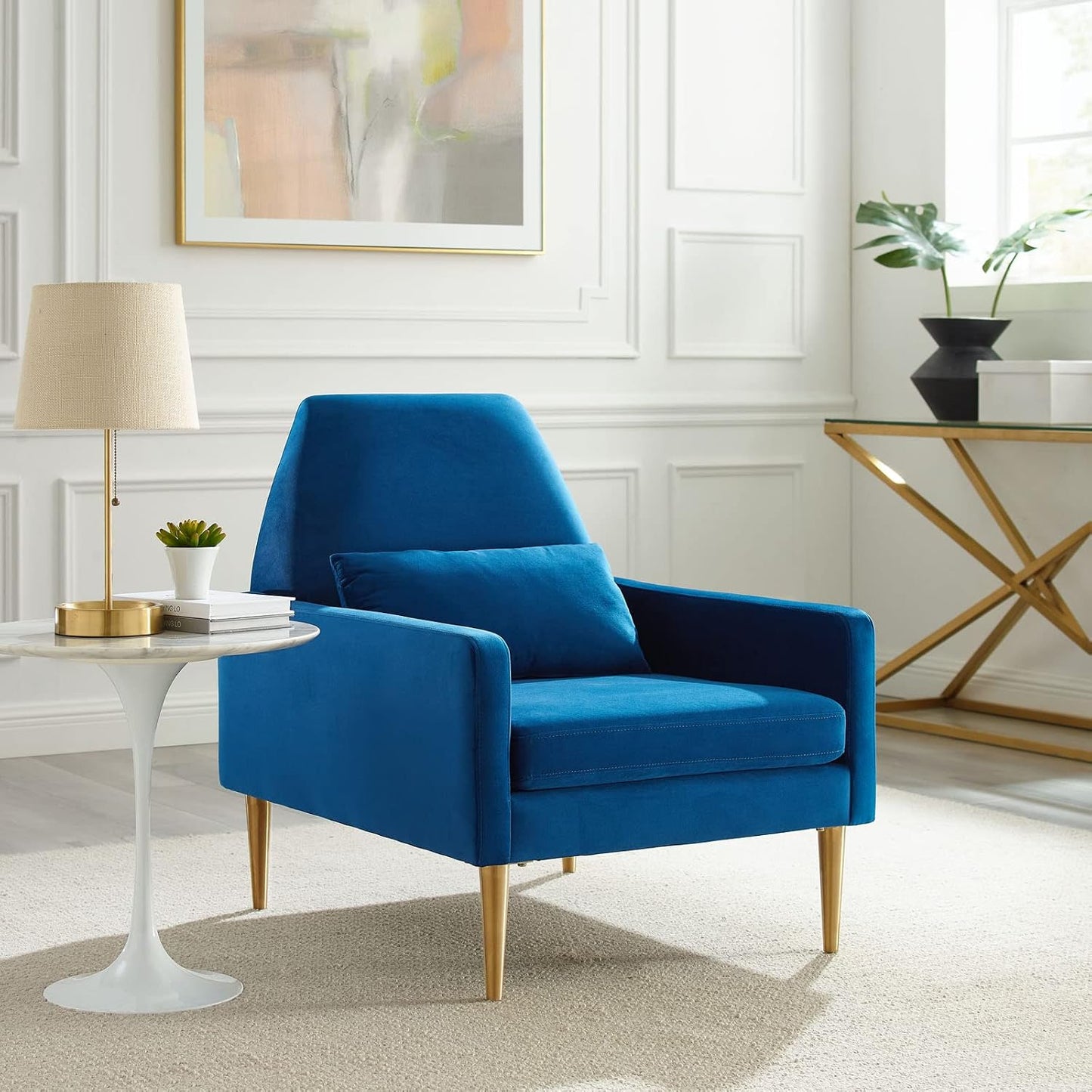 Performance Velvet Navy Armchair