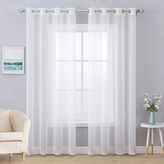 2 Panels Solid Color White Sheer Curtains Elegant Grommet Window Voile Panels/Drapes/Treatment for Bedroom Living Room (54X84 Inch)