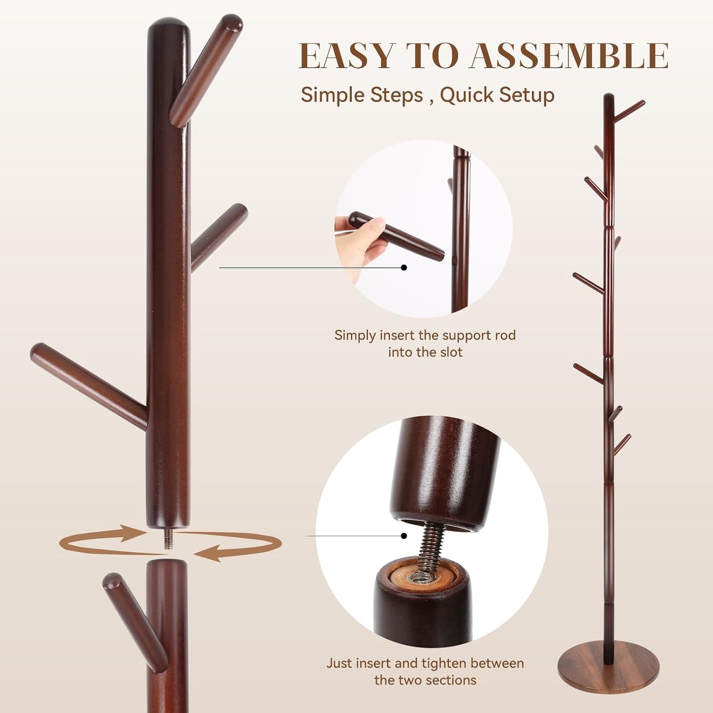 Coat Rack Freestanding- Solid Wood New Zealand Pine Hall Tree