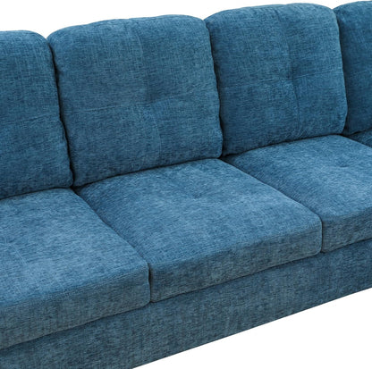 Sectional Couches for Living Room 2-Piece Modern Sectional Sofa with Right Chaise Classic L-Shape Sectional Couch Flannel Upholstered Sofa Couches for Living Room, Office, Blue