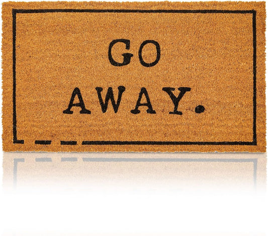 Go Away Doormat Funny Welcome Mat - 17 X 30 In, Natural Coir - Outdoor Welcome Mat & Doormat Outdoor Entrance