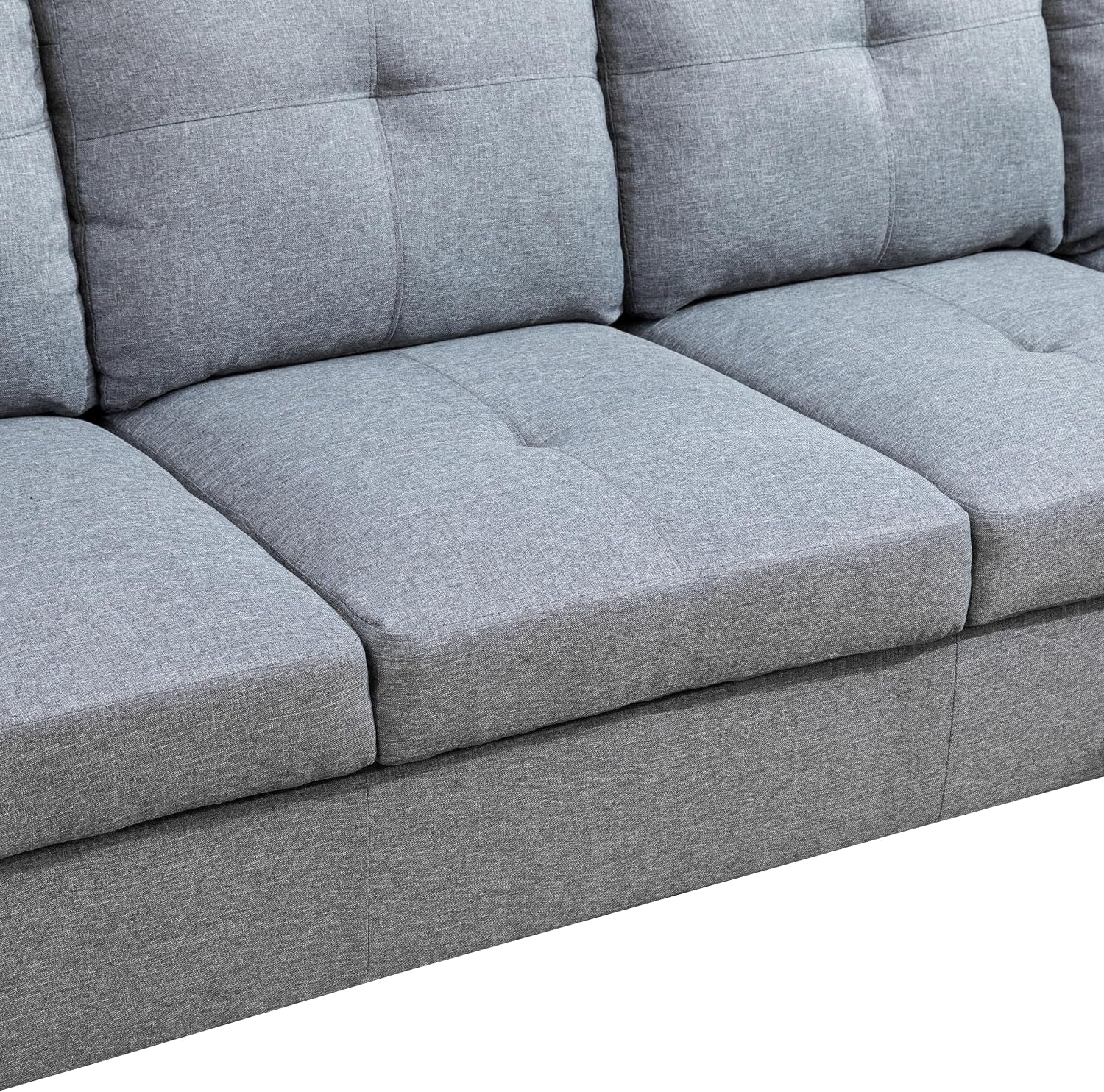 Sectional Couches for Living Room 2-Piece Modern Sectional Sofa with Left Chaise Classic L-Shape Sectional Couch Linen Upholstered Sofa Couches for Living Room, Office, Grey