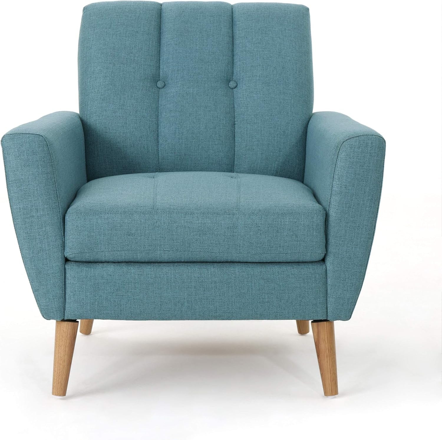 Treston Mid-Century Modern Fabric Club Chair, Blue / Natural