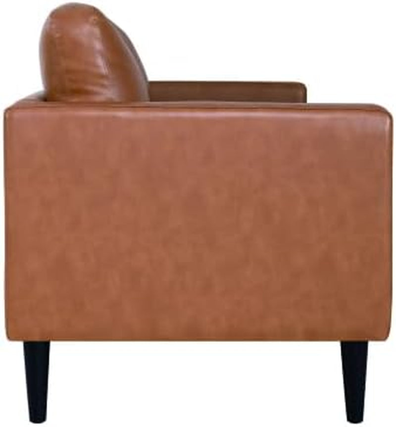 Marisa Genuine Leather Mid-Century Modern Loveseat, Tan