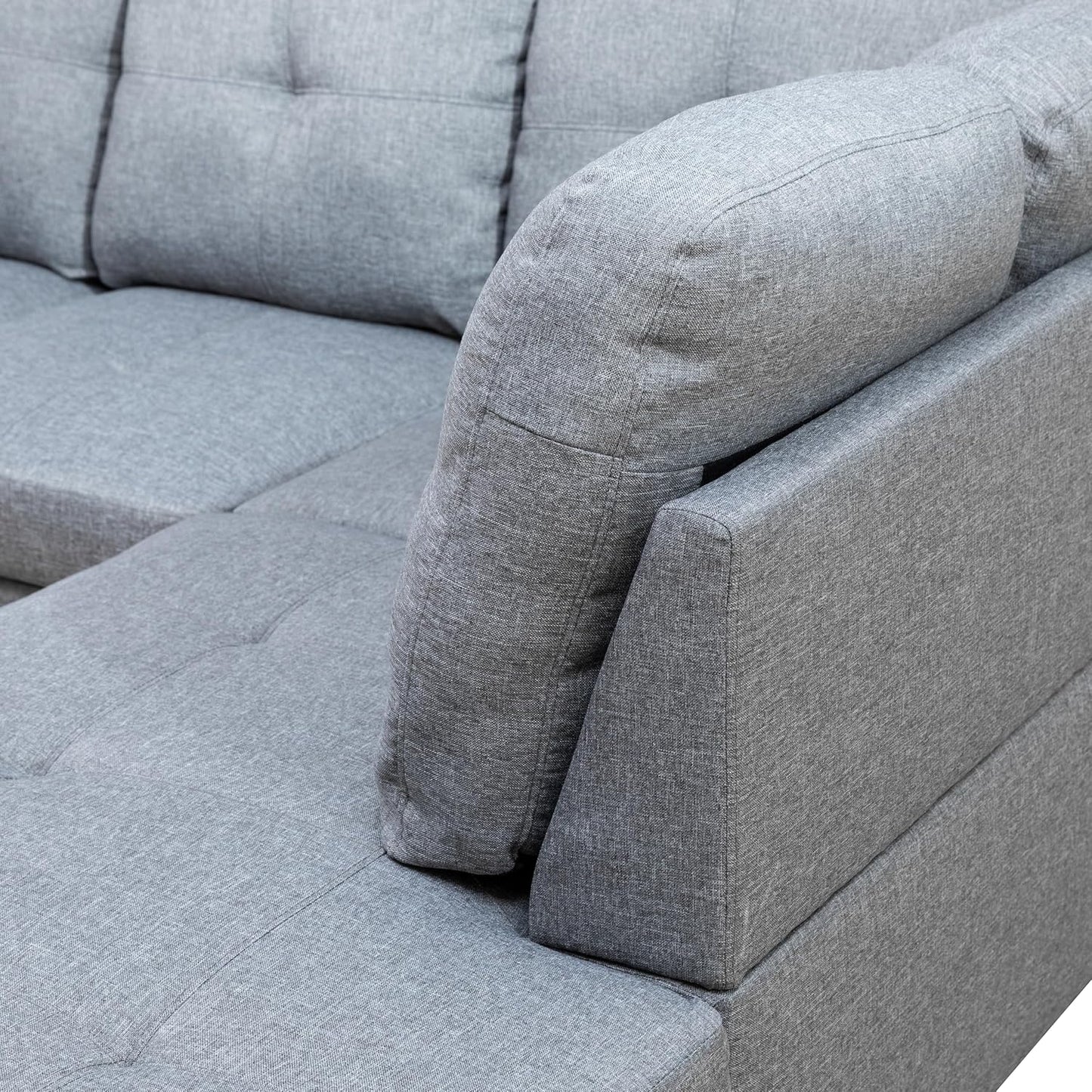 Sectional Couches for Living Room 2-Piece Modern Sectional Sofa with Left Chaise Classic L-Shape Sectional Couch Linen Upholstered Sofa Couches for Living Room, Office, Grey
