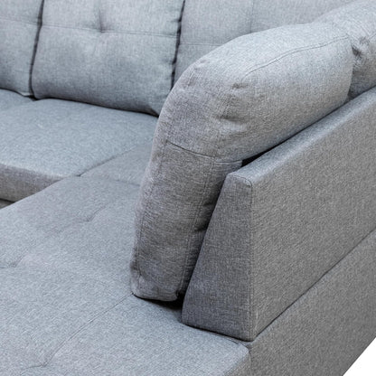 Sectional Couches for Living Room 2-Piece Modern Sectional Sofa with Left Chaise Classic L-Shape Sectional Couch Linen Upholstered Sofa Couches for Living Room, Office, Grey