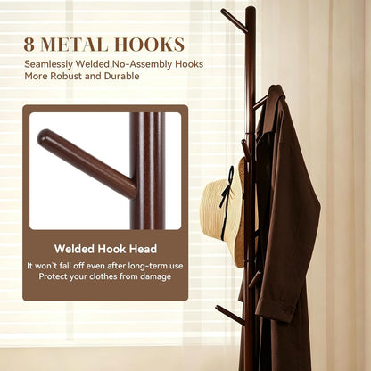 Coat Rack Freestanding- Solid Wood New Zealand Pine Hall Tree