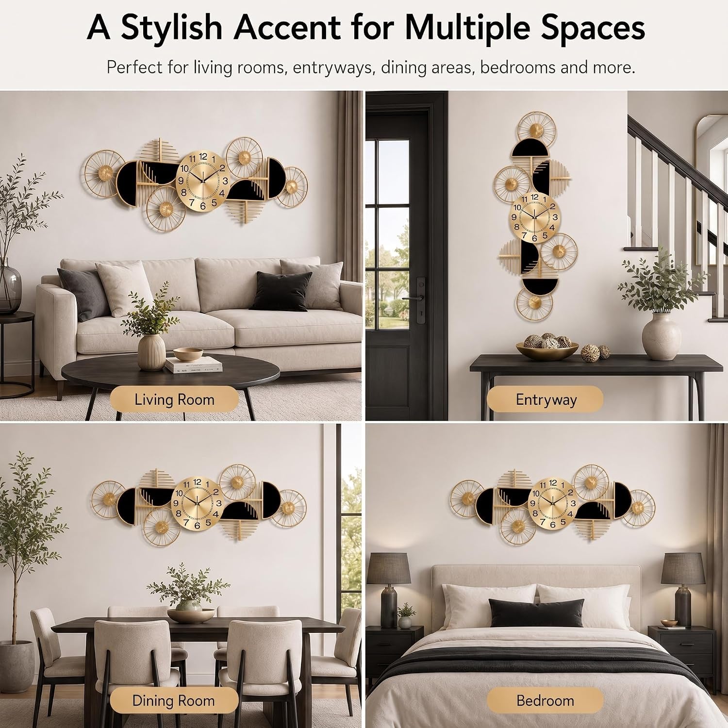40" Modern Large Wall Clock Decorative Metal Art for Living Room