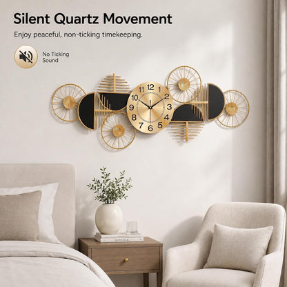 40" Modern Large Wall Clock Decorative Metal Art for Living Room