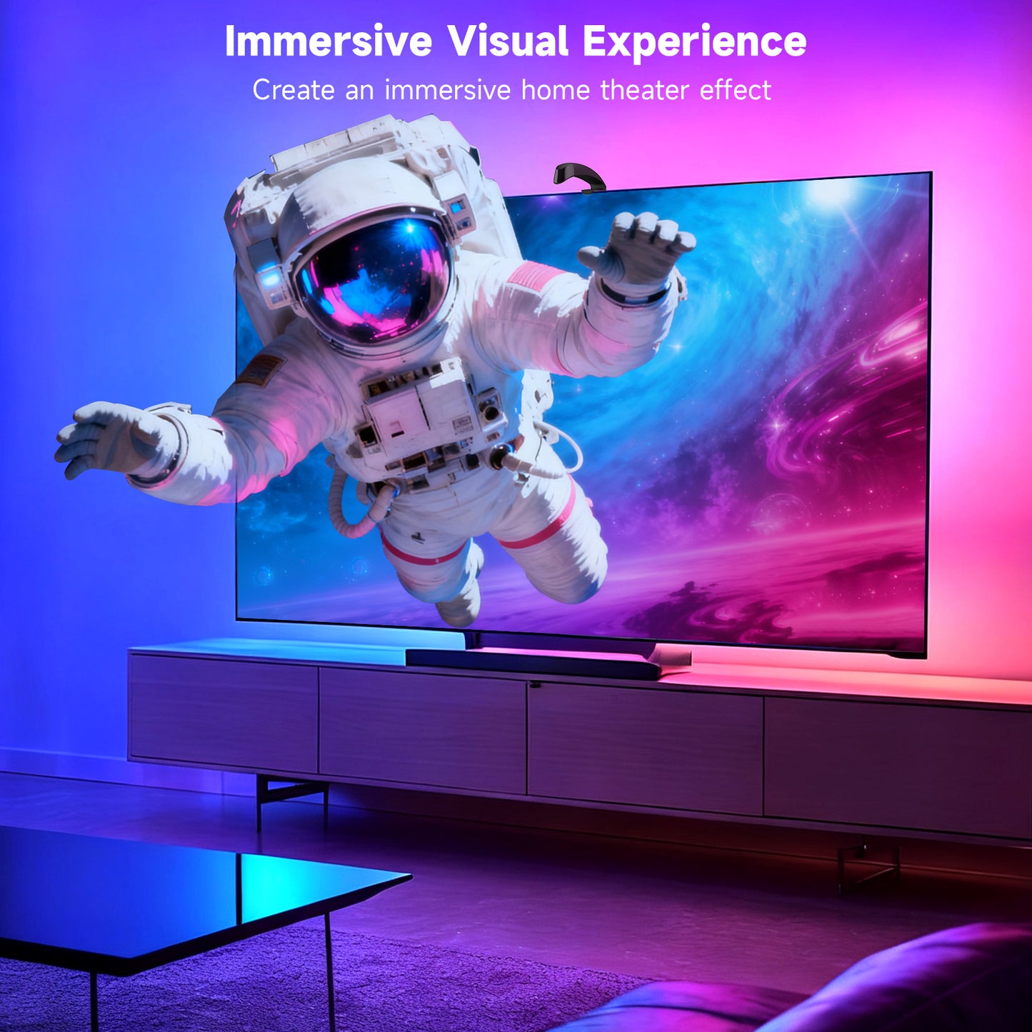 LED Lights for TV with Screen Sync 3 Way Sensor, 18.05Ft Cuttable Rgb SLED Strip for 75-85 Inch Tvs and PC Monitors, App Control,Color Changing Ambient Light for Gaming,Music,Movies,Gift