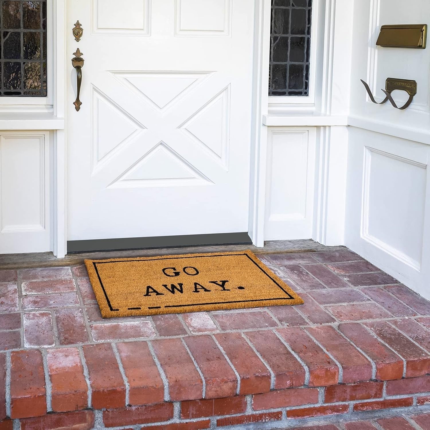 Go Away Doormat Funny Welcome Mat - 17 X 30 In, Natural Coir - Outdoor Welcome Mat & Doormat Outdoor Entrance