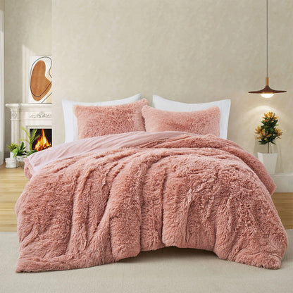PEACE NEST Faux Fur 3-Piece Comforter Set - Soft, Plush, Hypoallergenic Comfy Bedding for Ultimate All-Season Comfort, Bedding Sets Collection, Comfy Bedding Set