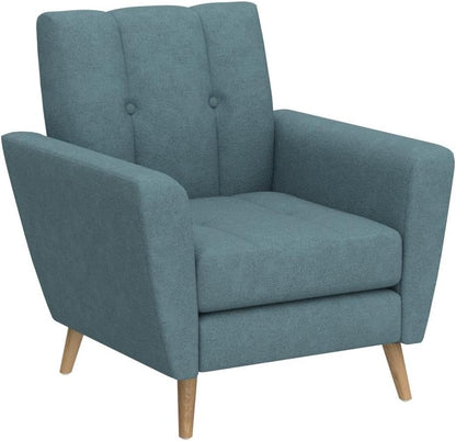Treston Mid-Century Modern Fabric Club Chair, Blue / Natural