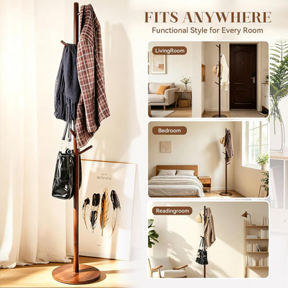 Coat Rack Freestanding- Solid Wood New Zealand Pine Hall Tree