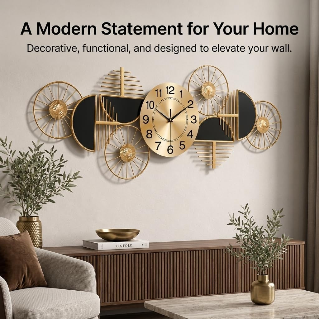 40" Modern Large Wall Clock Decorative Metal Art for Living Room