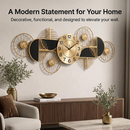 40" Modern Large Wall Clock Decorative Metal Art for Living Room