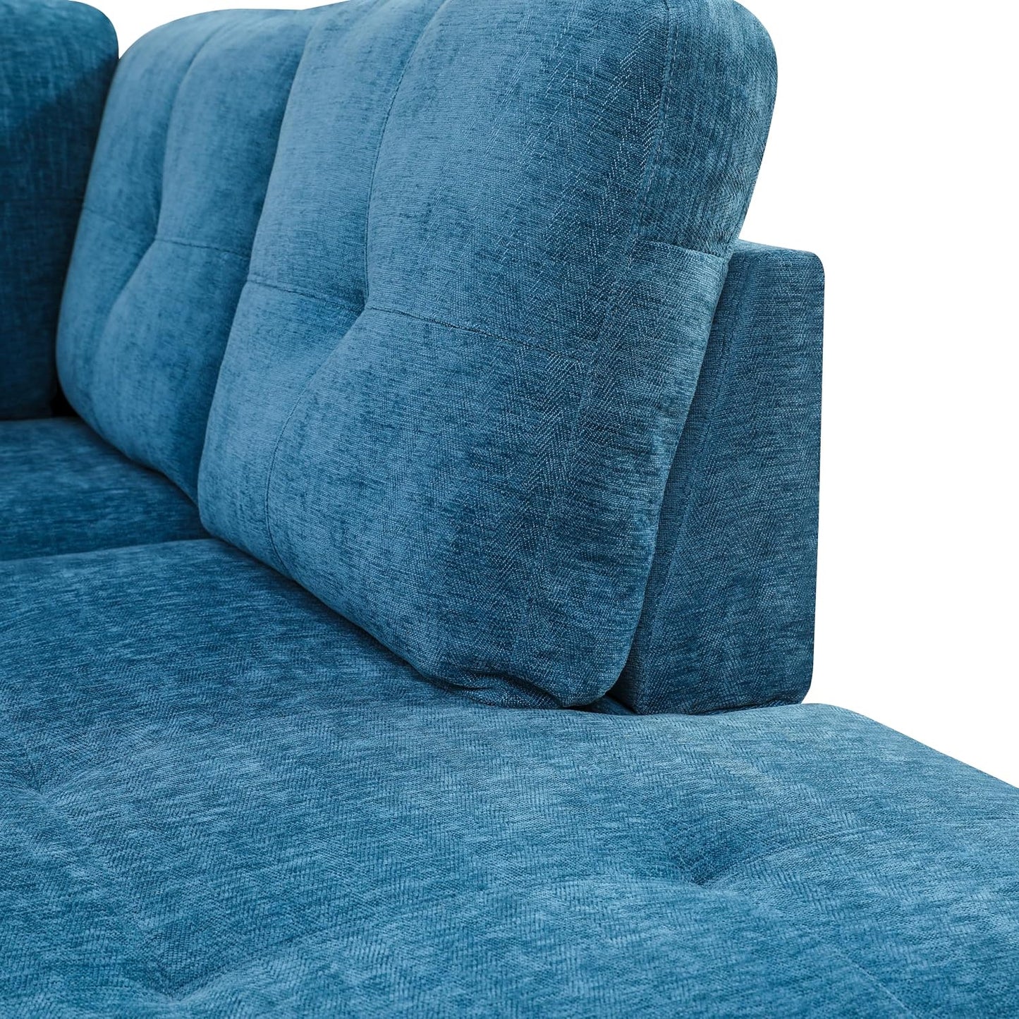 Sectional Couches for Living Room 2-Piece Modern Sectional Sofa with Right Chaise Classic L-Shape Sectional Couch Flannel Upholstered Sofa Couches for Living Room, Office, Blue