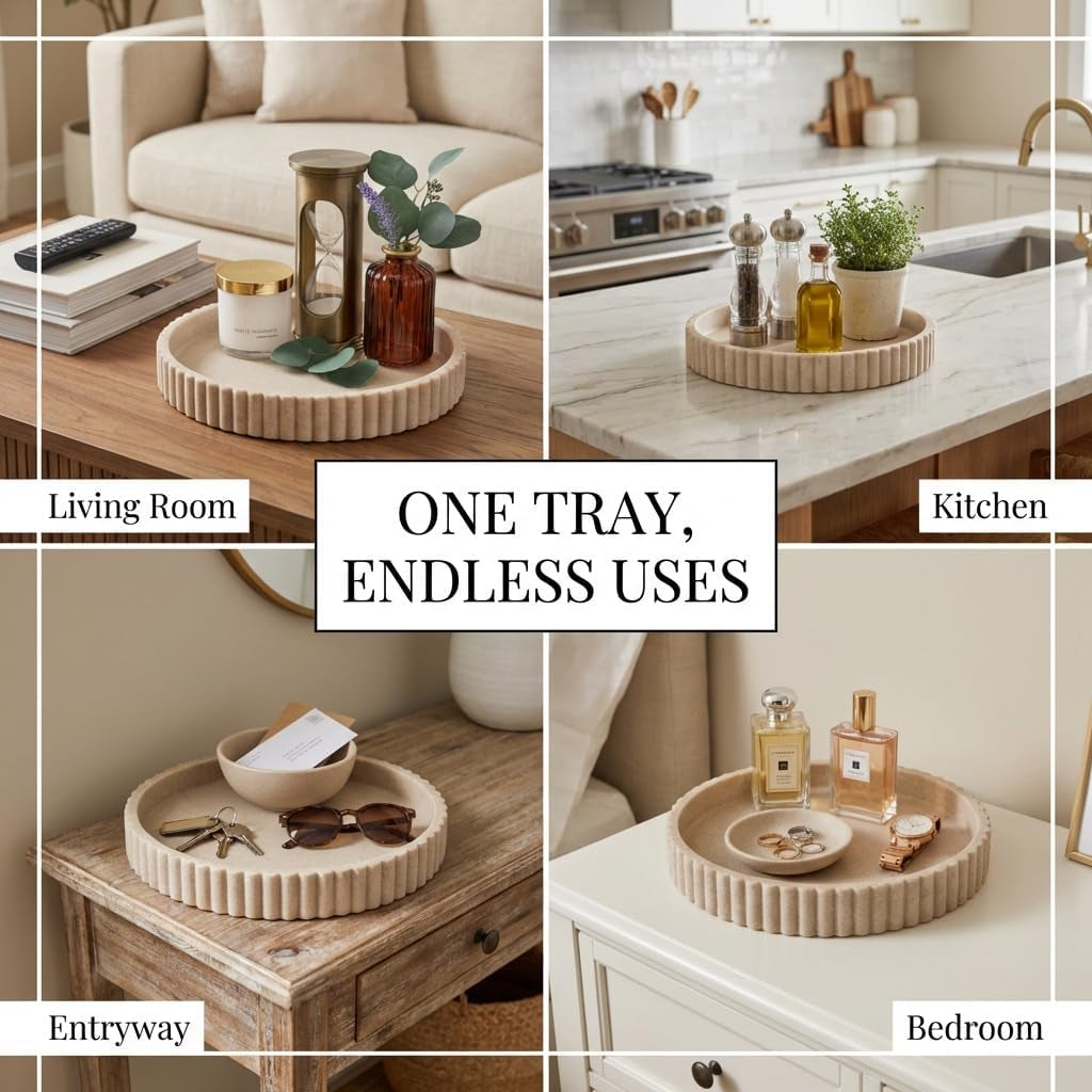 round Decorative Tray Coffee Table Tray - Resin Circle Tray Decor