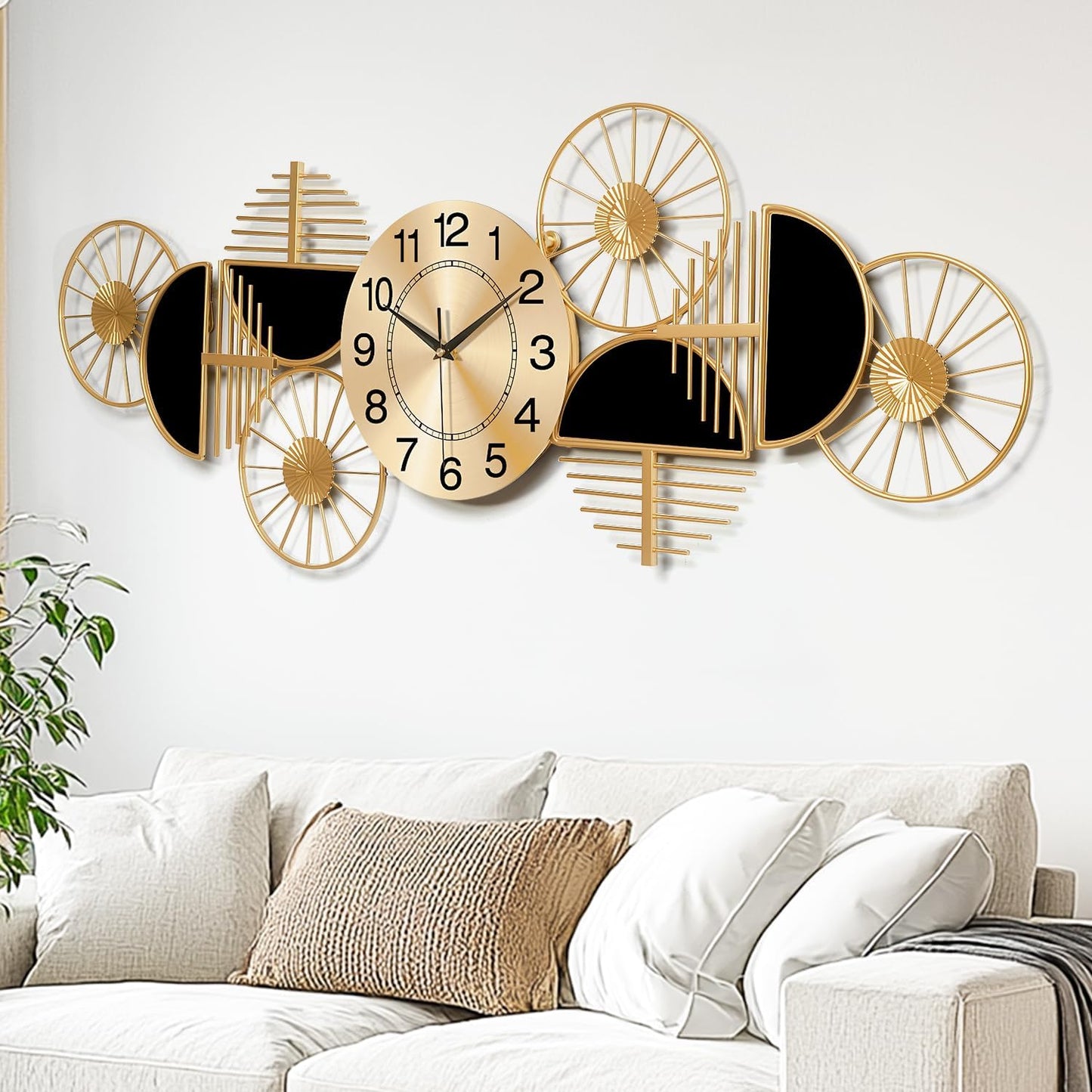 40" Modern Large Wall Clock Decorative Metal Art for Living Room