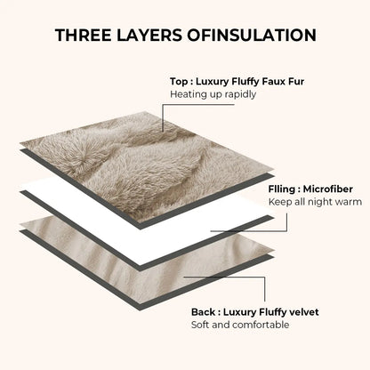 PEACE NEST Faux Fur 3-Piece Comforter Set - Soft, Plush, Hypoallergenic Comfy Bedding for Ultimate All-Season Comfort, Bedding Sets Collection, Comfy Bedding Set