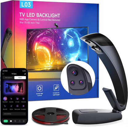 LED Lights for TV with Screen Sync 3 Way Sensor, 18.05Ft Cuttable Rgb SLED Strip for 75-85 Inch Tvs and PC Monitors, App Control,Color Changing Ambient Light for Gaming,Music,Movies,Gift